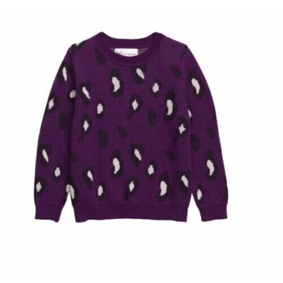 Cotton Emporium Girls Leopard Print Sweater Purple Large - Picture 1 of 3